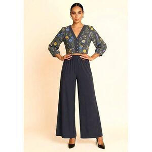 Woman's Wide Leg Pants Slacks Palazzo Drapey Jersey Dk. Gray Sz. 2X Tall USA